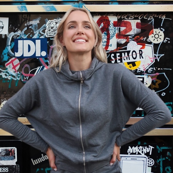 Cloud Soft Tencel ZipUp Hoodie with Batwing Sleeves - Picture 1 of 10